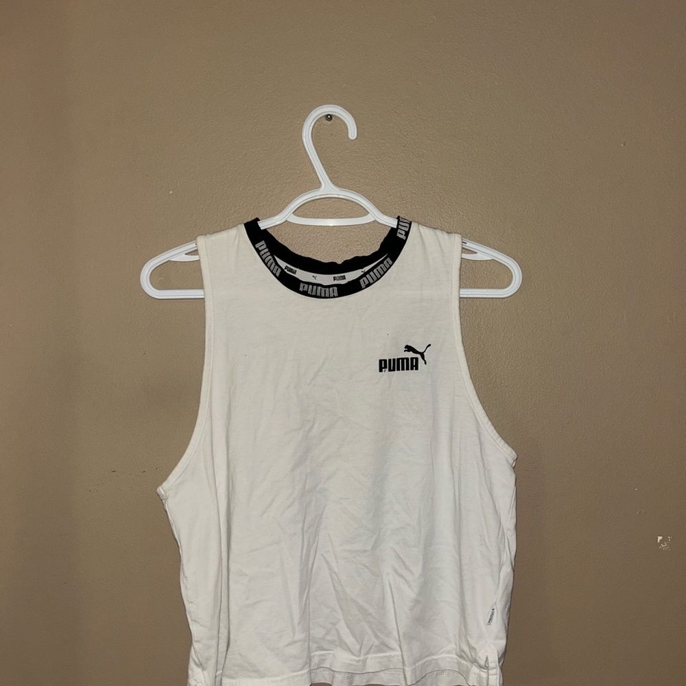 Puma White Black Crop Muscle Tee